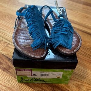 Sam Edelman Teal Fringe Sandals